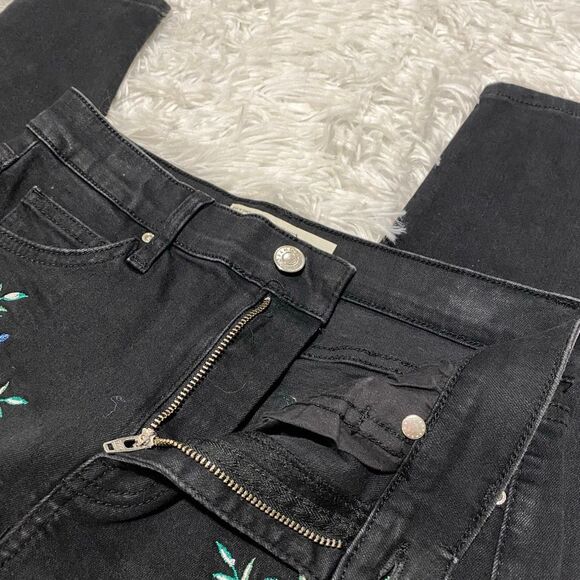 Topshop Jamie Jean in Black Floral Embroidery Size 28 - Picture 6 of 8